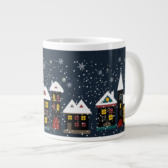 Caneca de sopa jumbo em cena de inverno (Frente Esquerda)