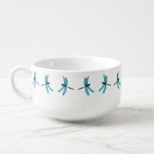 Teal Dragonfly Chili Bowl