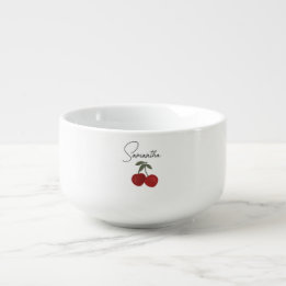 Caneca De Sopa Two Red Cherries Illustration | Cute Fruit Art 