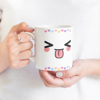 caneca de sorriso bonito de kawaii