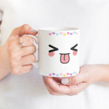 caneca de sorriso bonito de kawaii