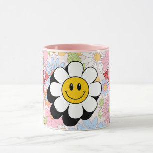 Caneca de Sorriso Retro Design Engraçado Cara Sorr