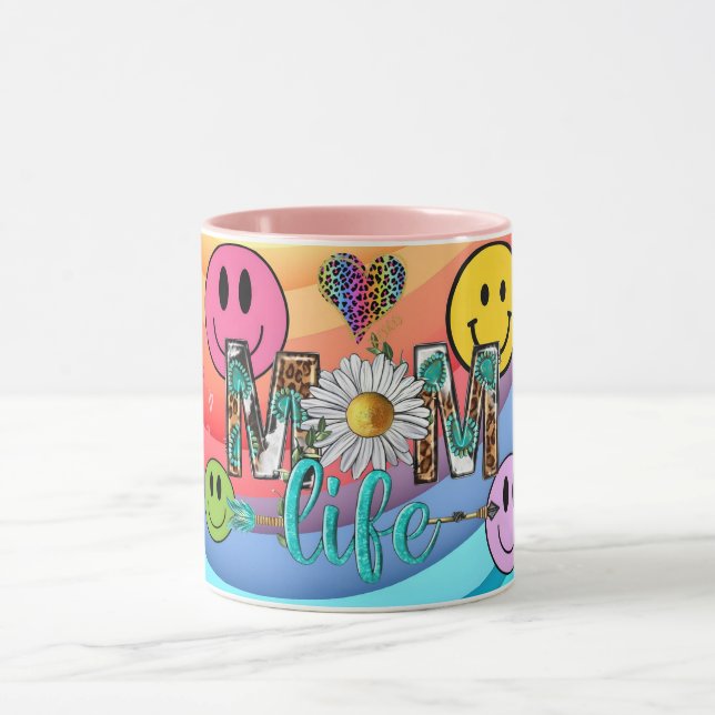 Caneca de Sorriso Retro Design Engraçado Cara Sorr (Centro)