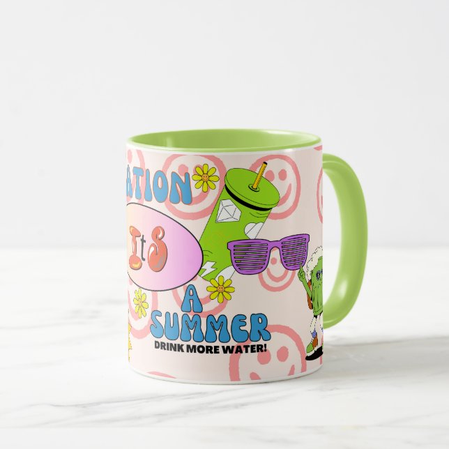 Caneca de Sorriso Retro Design Engraçado Cara Sorr (Frente Esquerda)