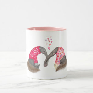Caneca de tamanduás fofos apaixonados