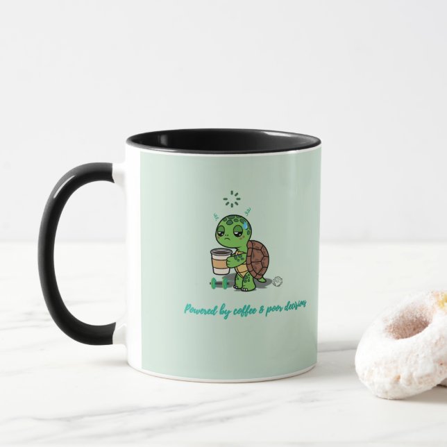 Caneca de Tartaruga de Café Fofa (Com Donut)