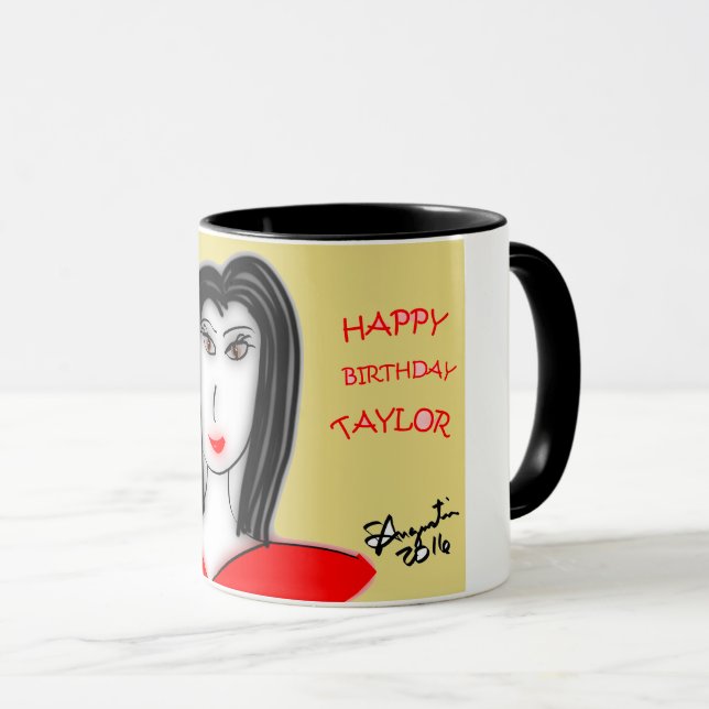 CANECA DE TAYLOR DO FELIZ ANIVERSARIO (Frente Esquerda)