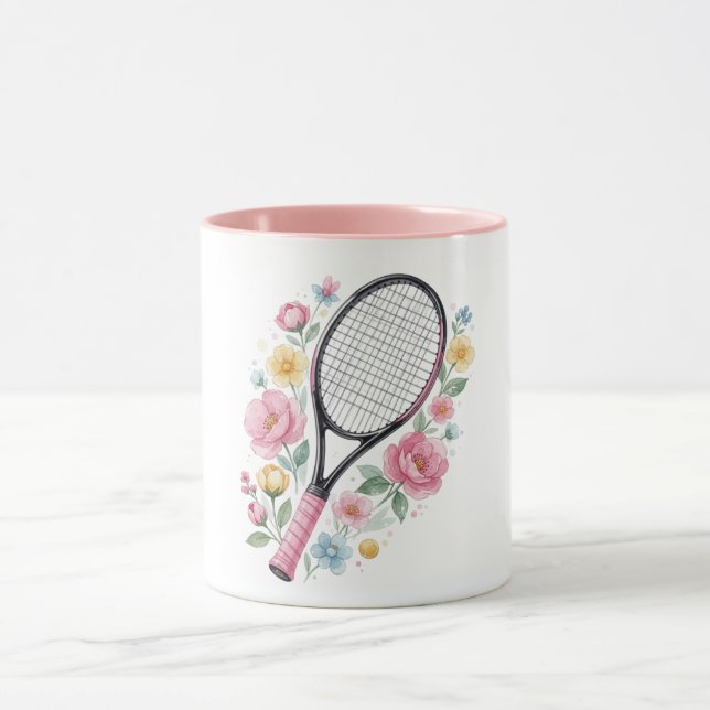 Caneca de Tênis Floral Presente para Amantes de Tê (Centro)