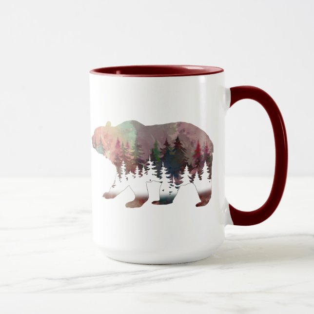 Caneca de Urso Aquarela Multicolor Vida Selvagem (Direita)