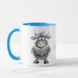 Caneca de Vaca Cuta Personalizada com Alça Azul