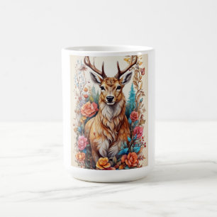 Caneca de Veado em Aquarela - Caneca de Café com C