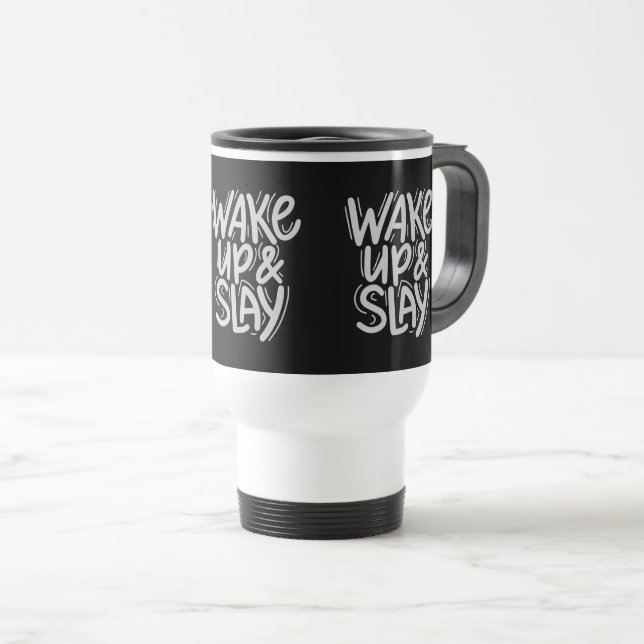 Caneca de Viagem – ACORDE & CONQUISTE Motivação Ou (Frente Esquerda)
