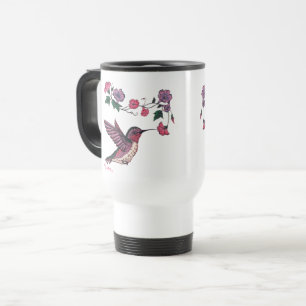 Caneca de viagem Adorável de Hummingbird e Flores
