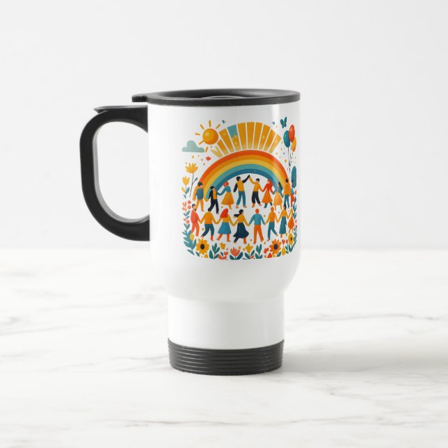 Caneca de Viagem Arco-íris Unidade e Diversidade (Esquerda)