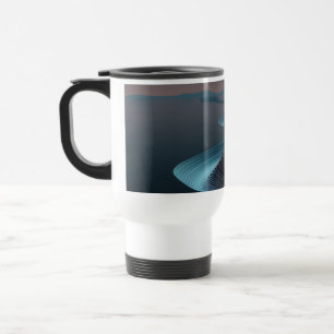 Caneca de Viagem – Arte Abstrata Moderna Fluxo Azu
