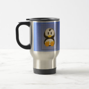 Caneca de viagem azul do pinguim