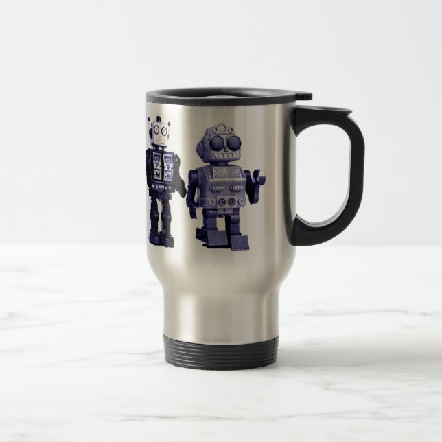 caneca de viagem azul dos robôs (Direita)