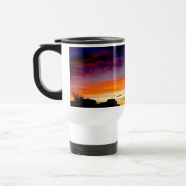 Caneca de viagem bela e vívida Fotografia sunset