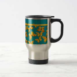 Caneca de viagem bonito, Borboletas do Ouro no Azu