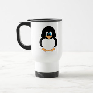Caneca de viagem bonito do pinguim dos desenhos