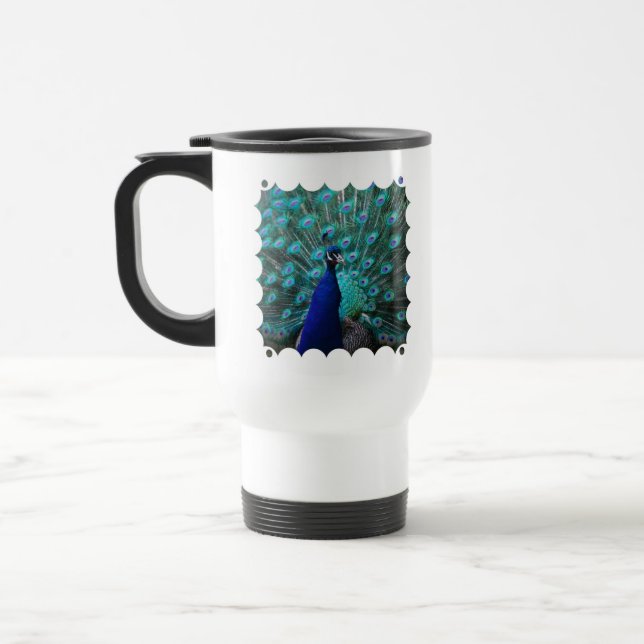 Caneca de viagem bonito do plástico do pavão (Esquerda)