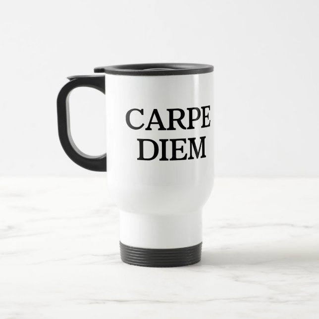 Caneca de viagem branca Carpe Diem (Esquerda)
