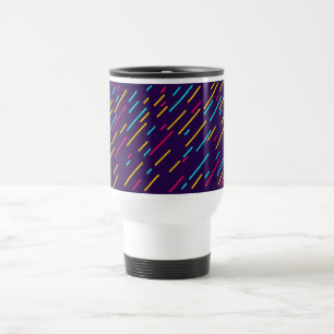caneca de viagem branca com design roxo.