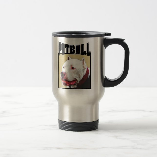 Caneca de viagem branca de Pitbull (Direita)