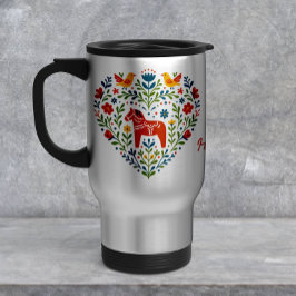 Caneca de Viagem Cavalo Dala Arte Folclórica Nórdi