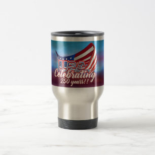 caneca de viagem celebrando 250 anos de independên