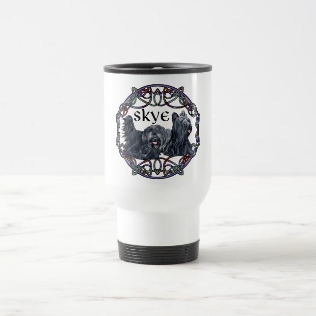 Caneca de Viagem Celta com Dois Skye Terriers (Centro)
