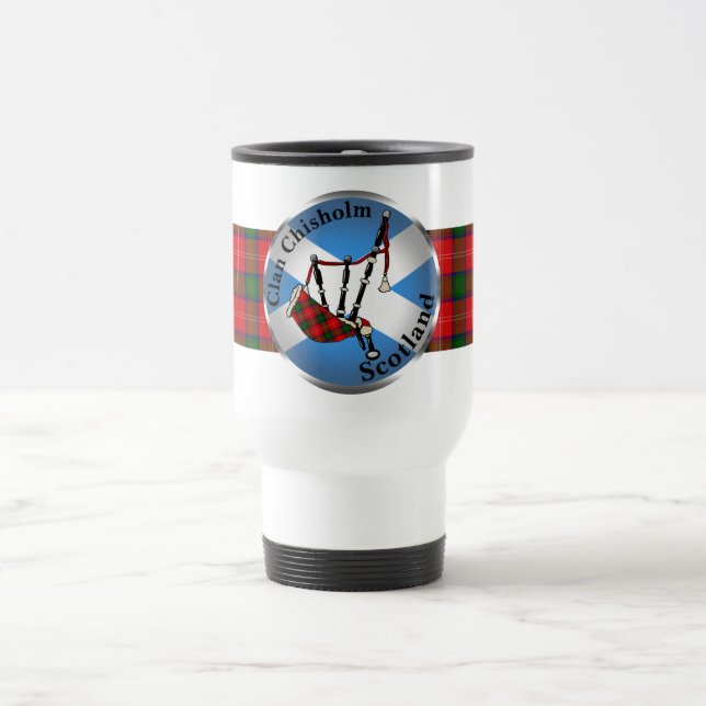 Caneca de viagem Chisholm Tartan Bagpipe (Centro)