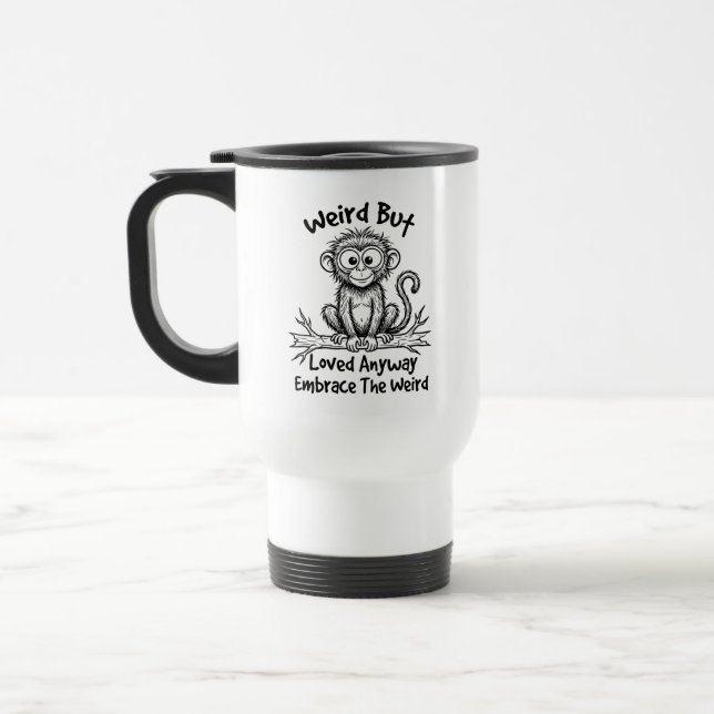Caneca de Viagem - Citação de Humor de Macaco Engr (Esquerda)