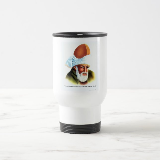 Caneca de Viagem Citação de Rumi Sobre o Amor (Centro)