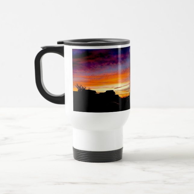 Caneca de viagem com alça e fotografia do Sunset (Esquerda)