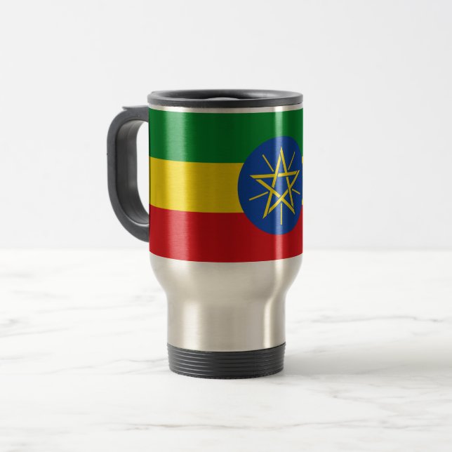 Caneca de viagem com bandeira da Etiópia (Frente Esquerda)