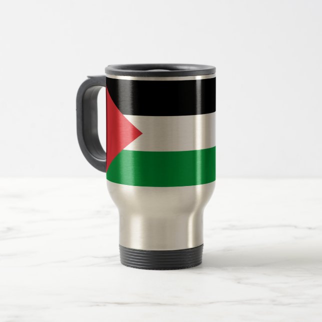Caneca de viagem com Bandeira da Palestina (Frente Esquerda)