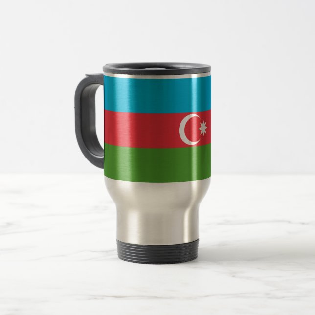 Caneca de viagem com Bandeira do Azerbaijão (Frente Esquerda)