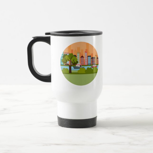 Caneca de Viagem Com Cena de Cidade (Esquerda)