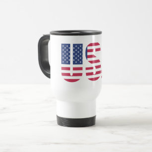 Caneca de Viagem com Coração da Bandeira dos EUA -