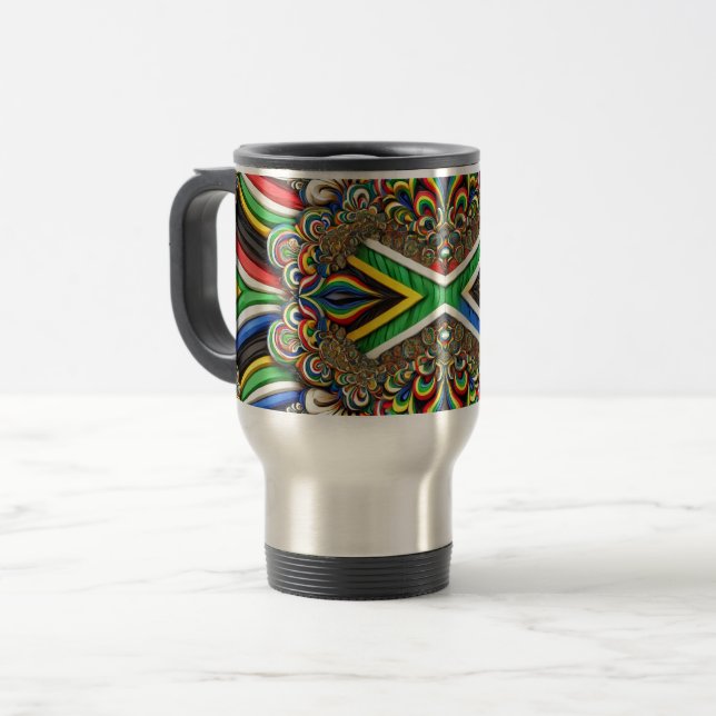Caneca de viagem com Design de cores sul-africanas (Frente Esquerda)