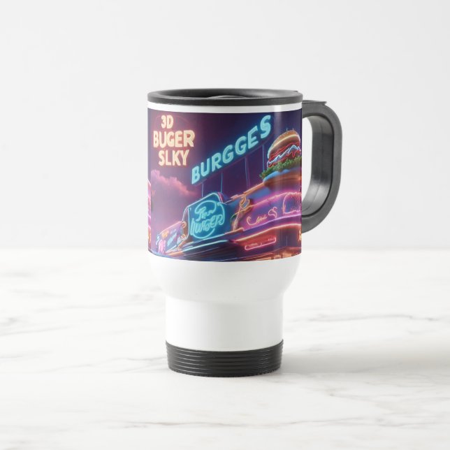 Caneca de viagem com excitante neon do Restaurante (Frente Esquerda)