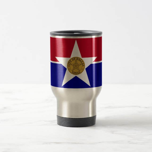 Caneca de viagem com Flag de Dallas, Texas, EUA (Centro)