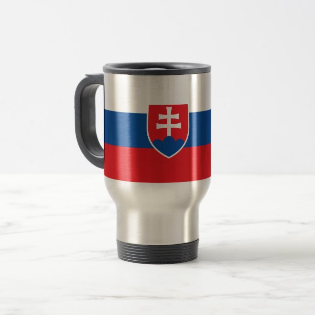 Caneca de viagem com pavilhão da Eslováquia (Frente Esquerda)