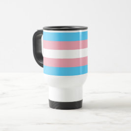 Caneca de viagem com risca rosa e azul