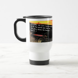 Caneca de viagem com Salmos 8-1 inscritos