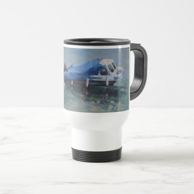 Caneca de viagem com tampa. (Frente Esquerda)