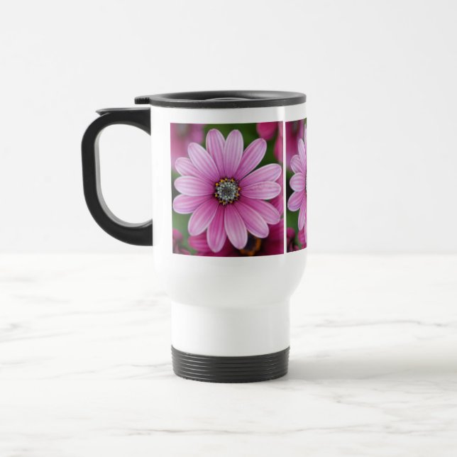 Caneca de viagem cor-de-rosa da margarida (Esquerda)