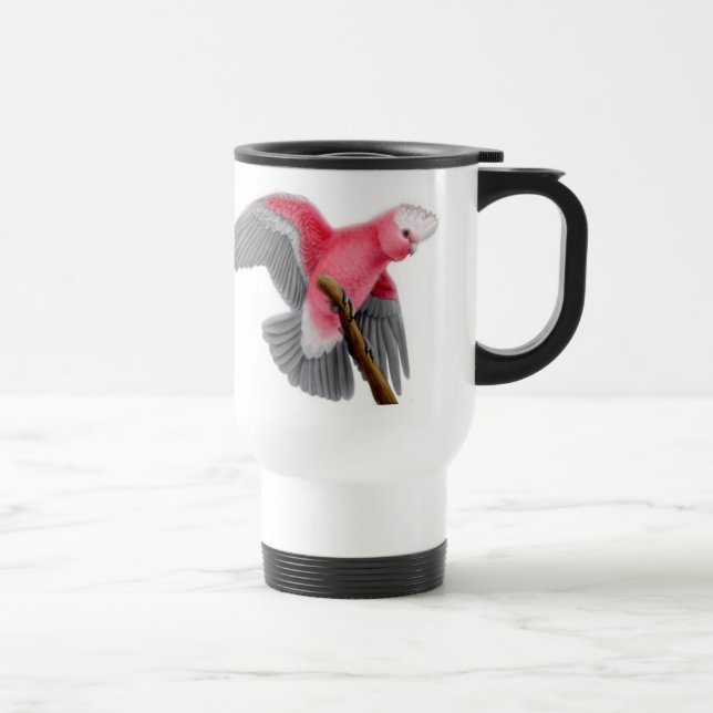 Caneca de viagem cor-de-rosa de Galah do Cockatoo (Direita)
