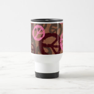 Caneca de viagem cor-de-rosa dos sinais de paz